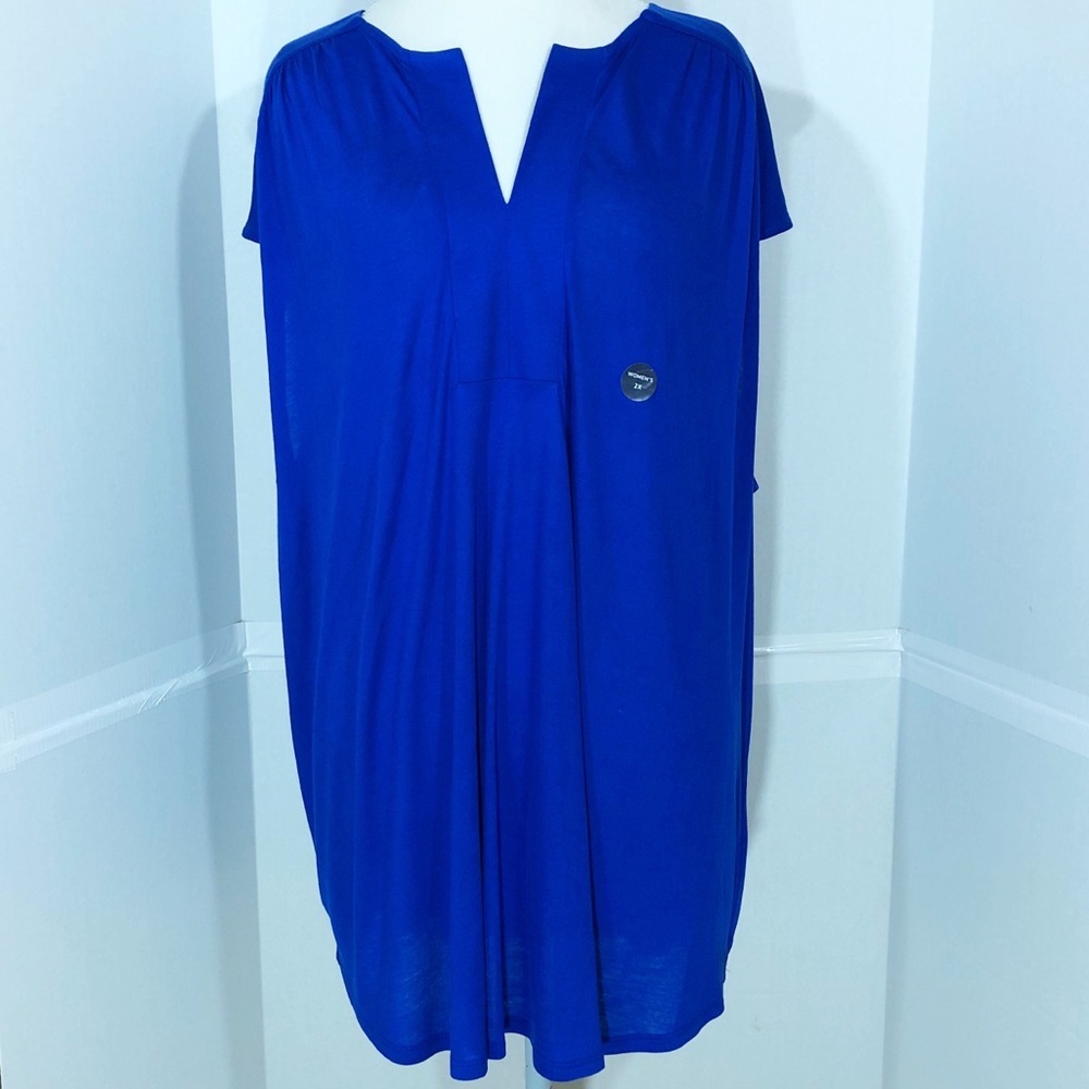 Lands’ End 2X Sleeveless Top V-Neck Royal Blue